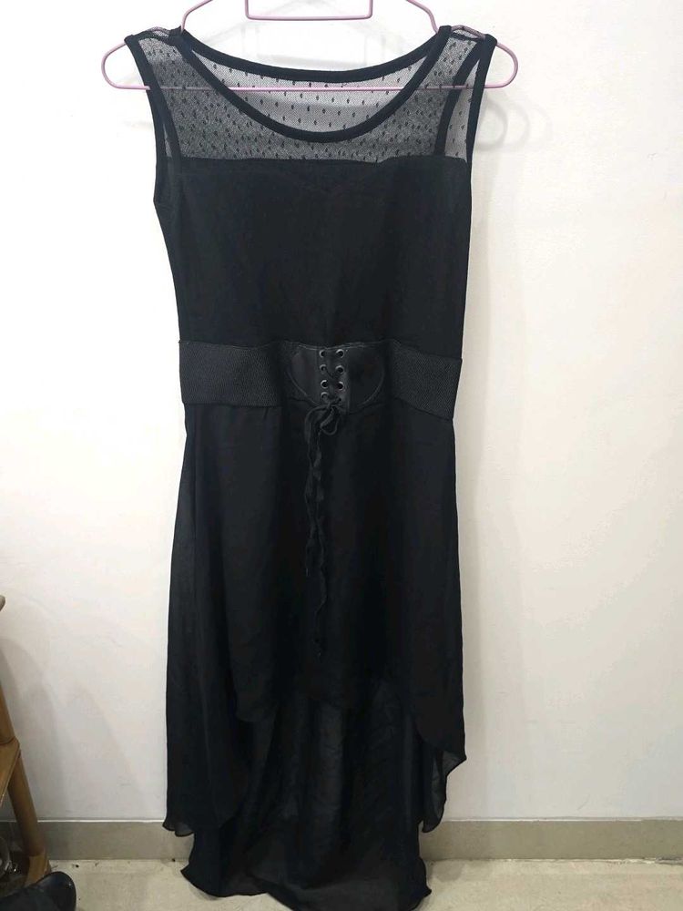 Chic Black Dress Front Short, Back Long