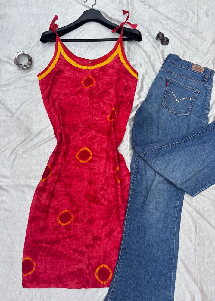 Red Tie-Dye Dress
