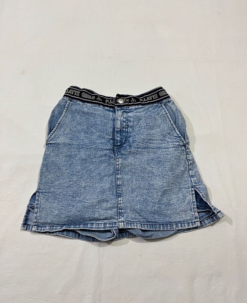 Denim Skirt With Joint Shorts