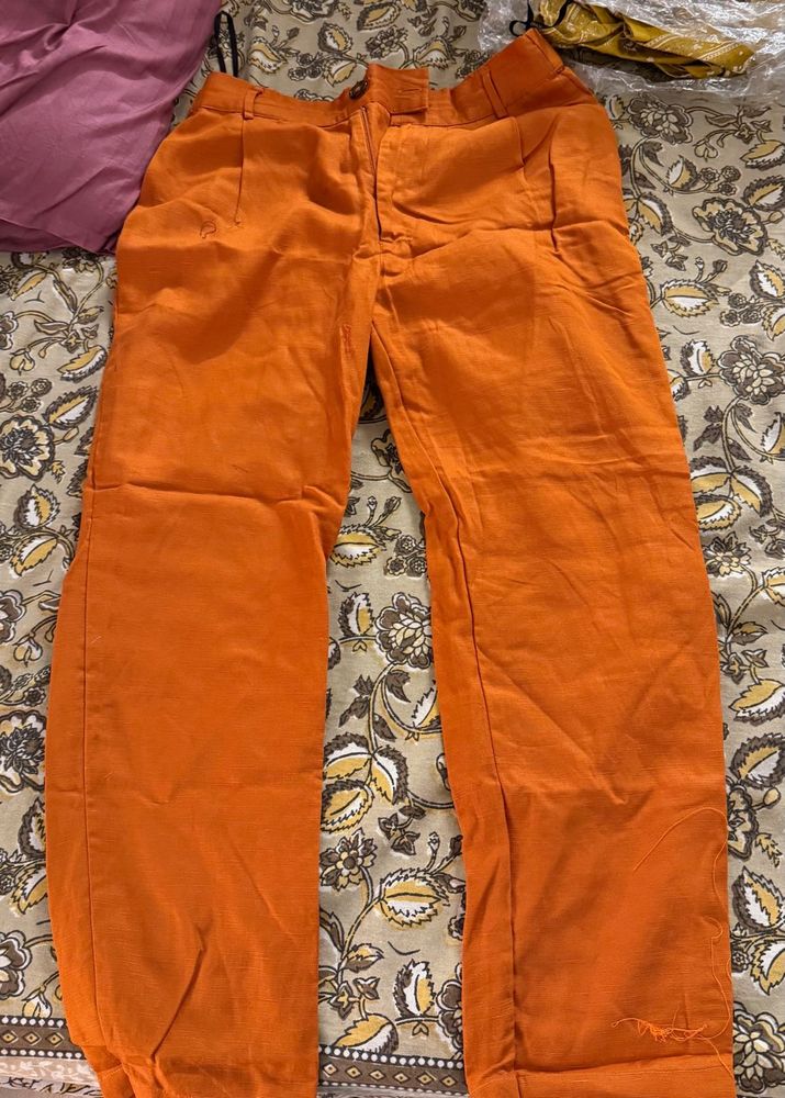 Only Orange Casual Pants