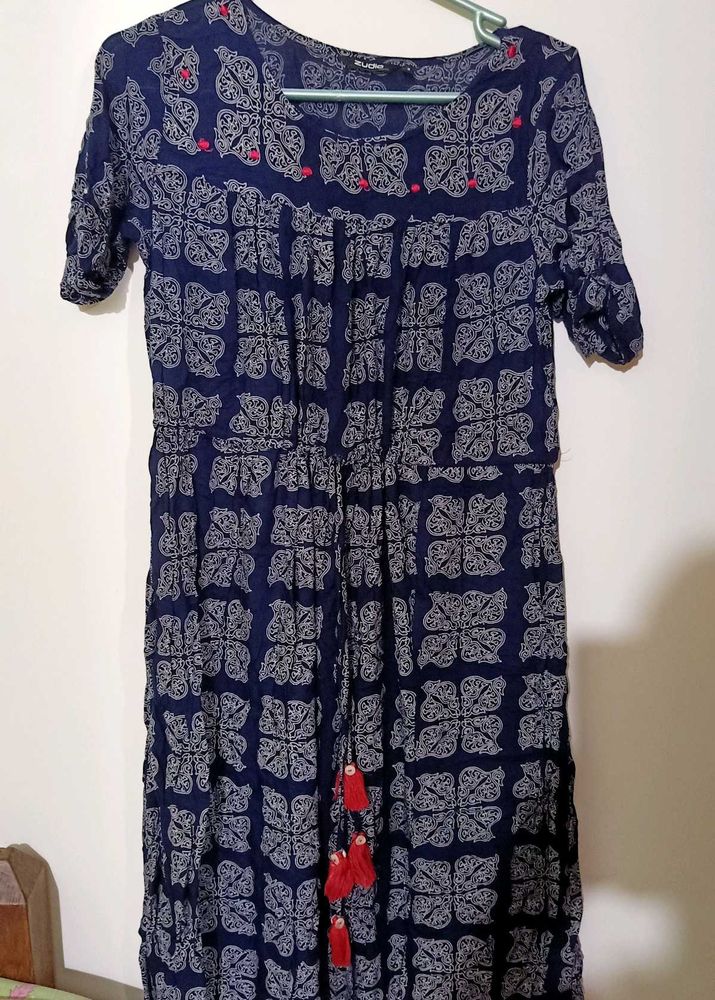 Boho Chic Indigo Printed Maxi Dress