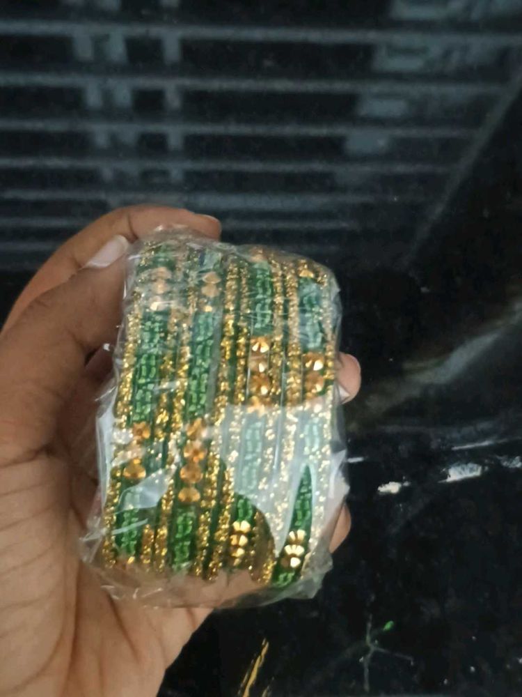 Green &amp; Gold Bangle Set