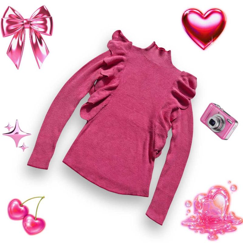 Pink Ruffle Detail Top