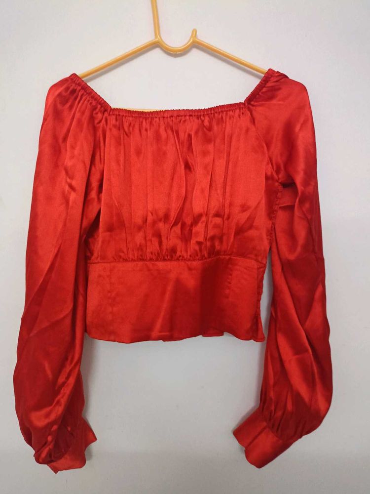 Red Satin Top