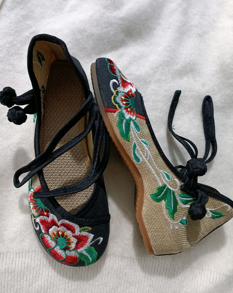 Chinese Embroidered Floral Shoe