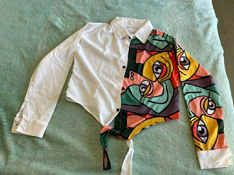 Front Knot Printed Shirt