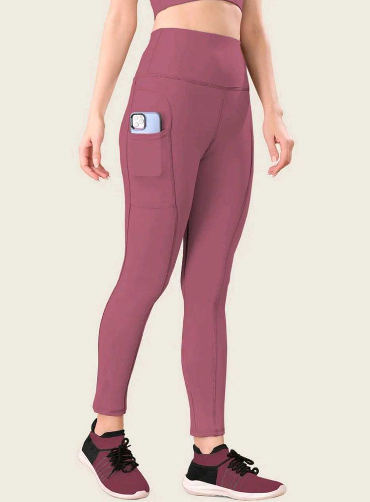 Mauve High-Waisted Active Leggings