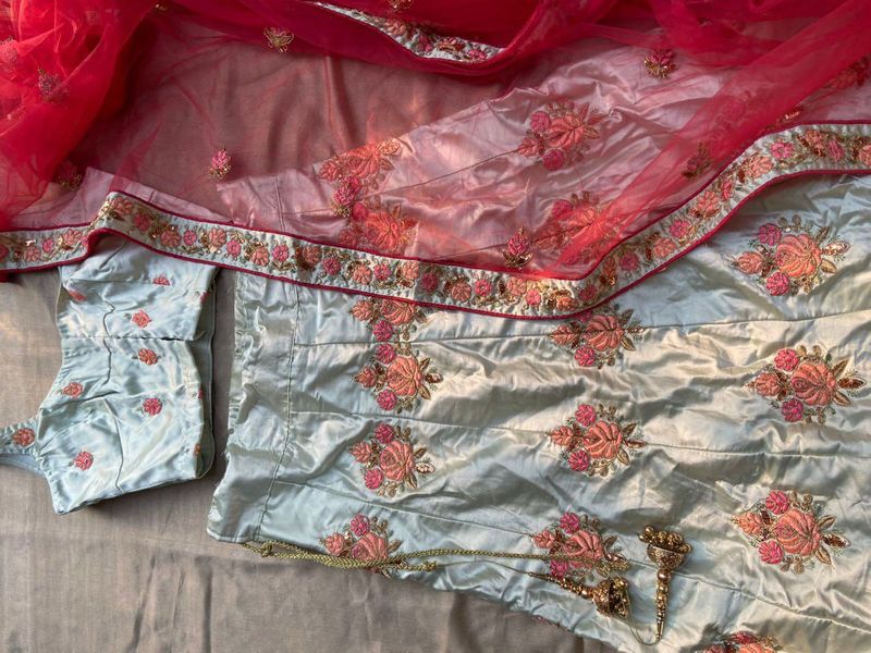 Gorgeous Satin Floral Lehenga💗