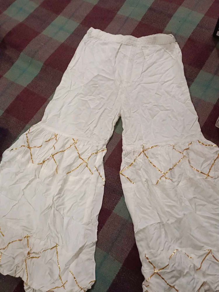 White &amp; Gold Palazzo Pants