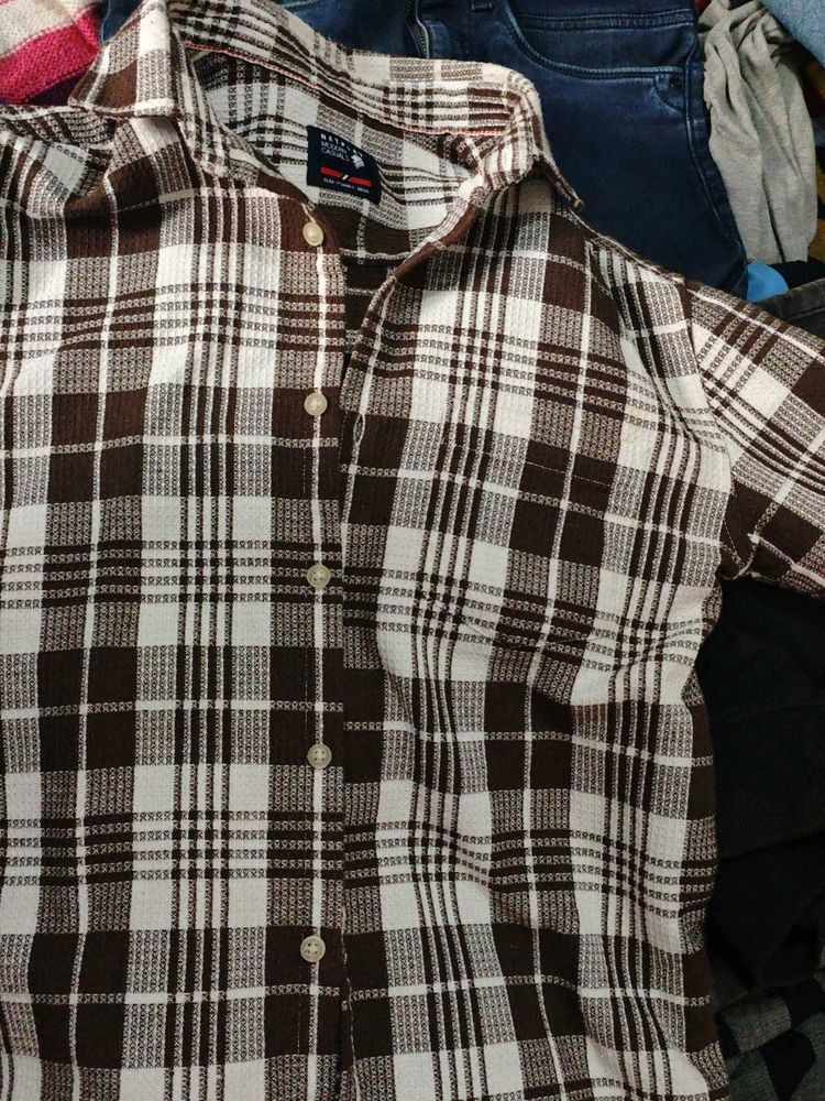 Brown Plaid Casual Shirt