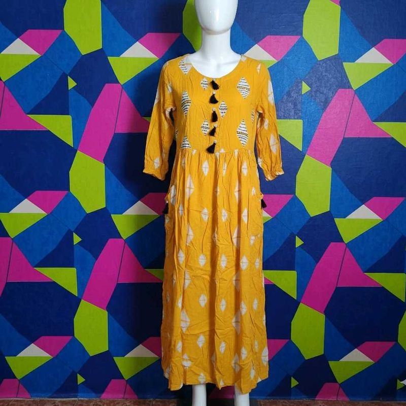 Yellow Printed Dress