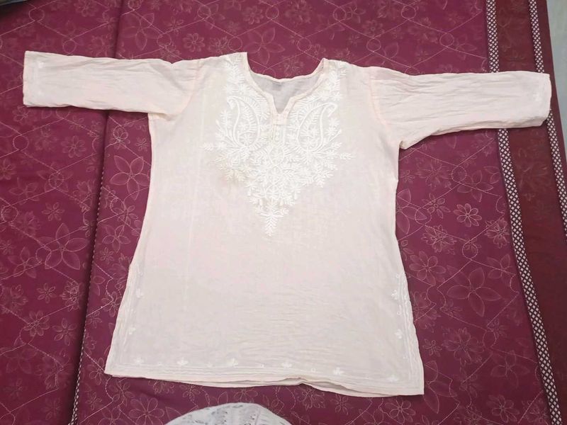 Chikankari A-Line Short Kurti