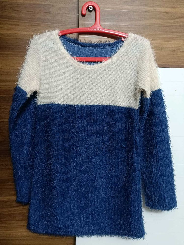 Cozy Two-Tone Fuzzy Sweater