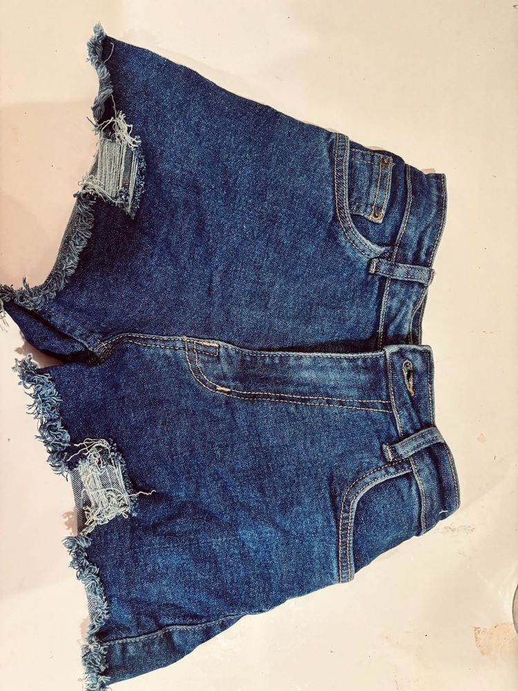 Distressed Denim Shorts