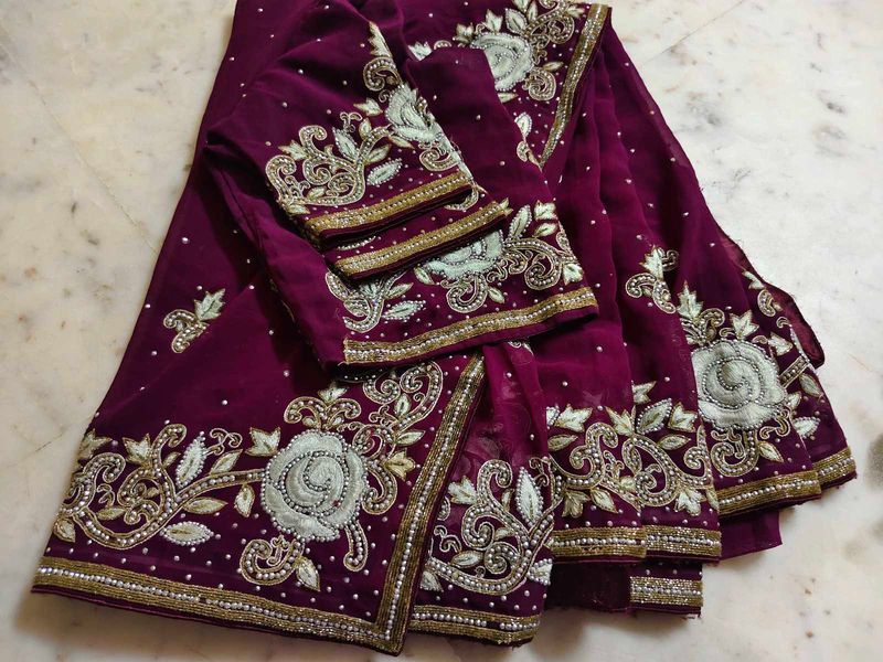 Purple Heavy 💜 Saree With Blouse ✨🔥🫰