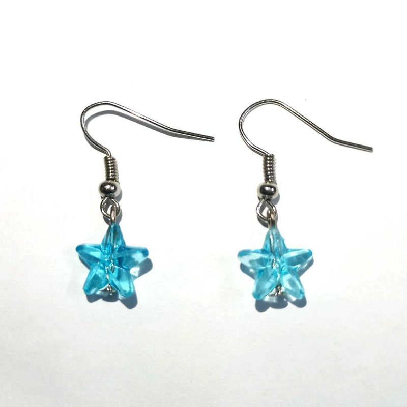 Handmade Star Earrings - Blue