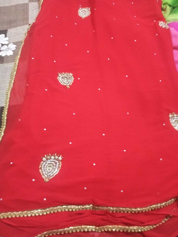 Red Embellished saree