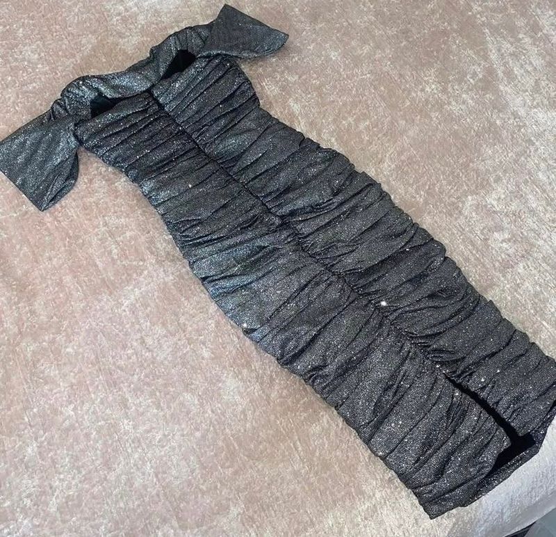 HOUSE OF CB &#39;Carlotta&#39; Grey lurex sparkle glitter