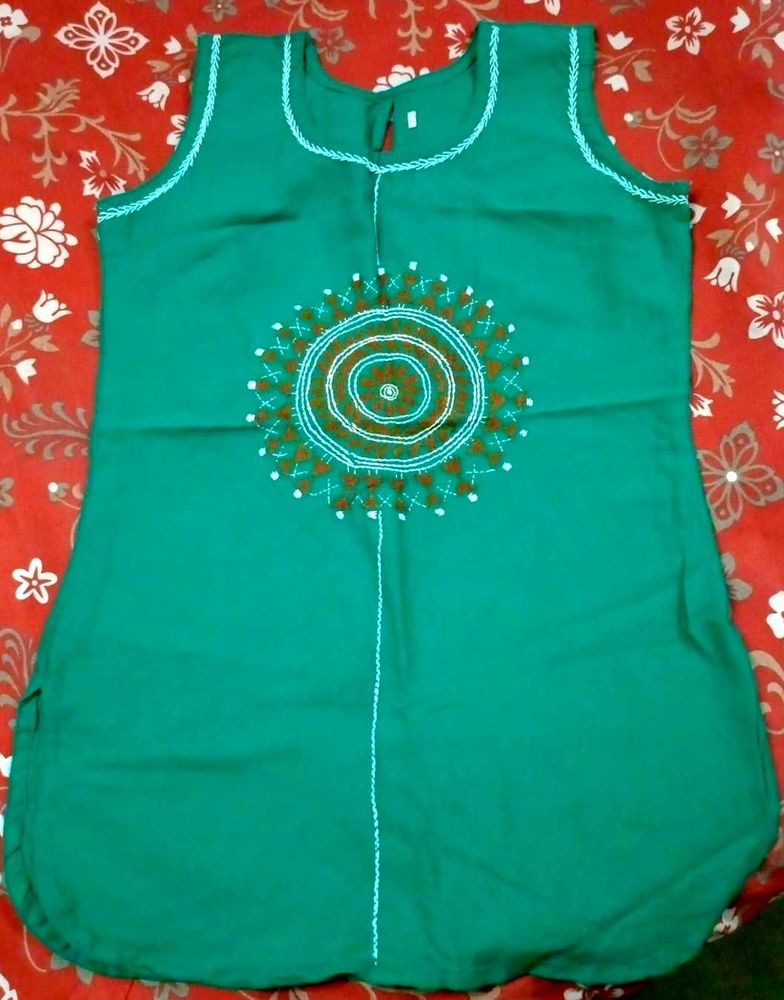 Embroidery Work Short Kurti Sleeveless