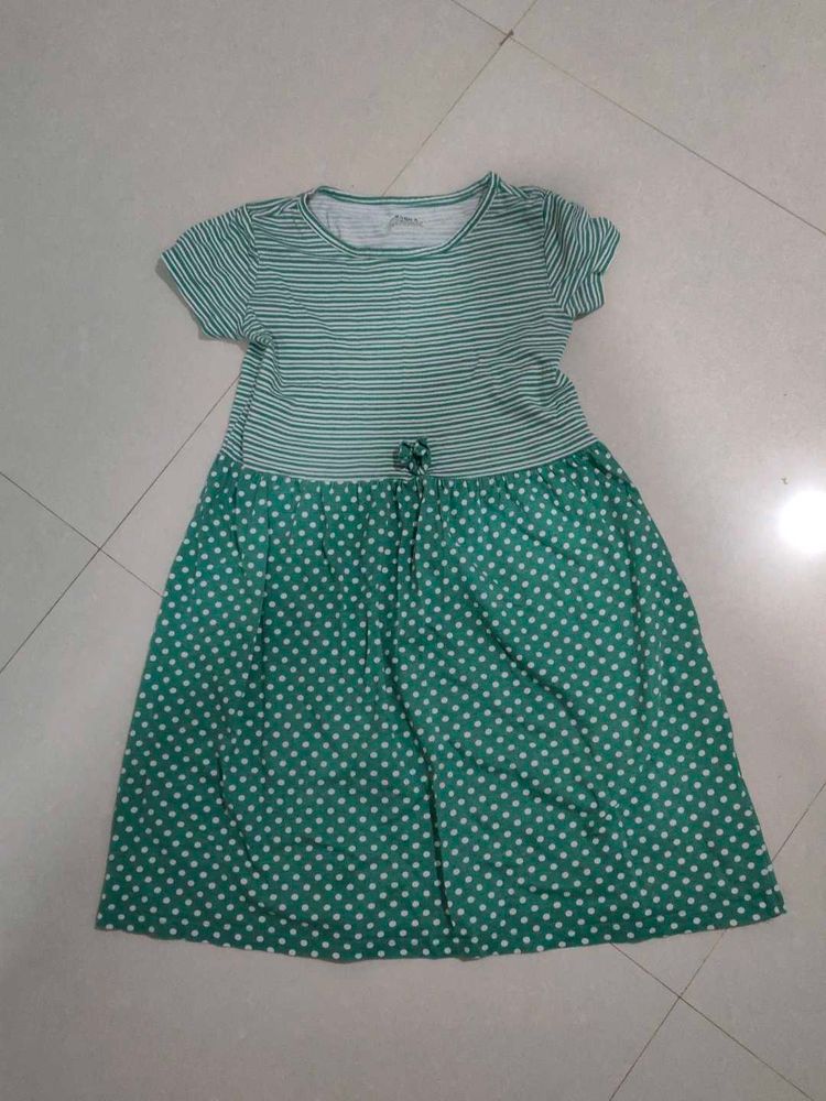 Green Striped &amp; Polka Dot Dress