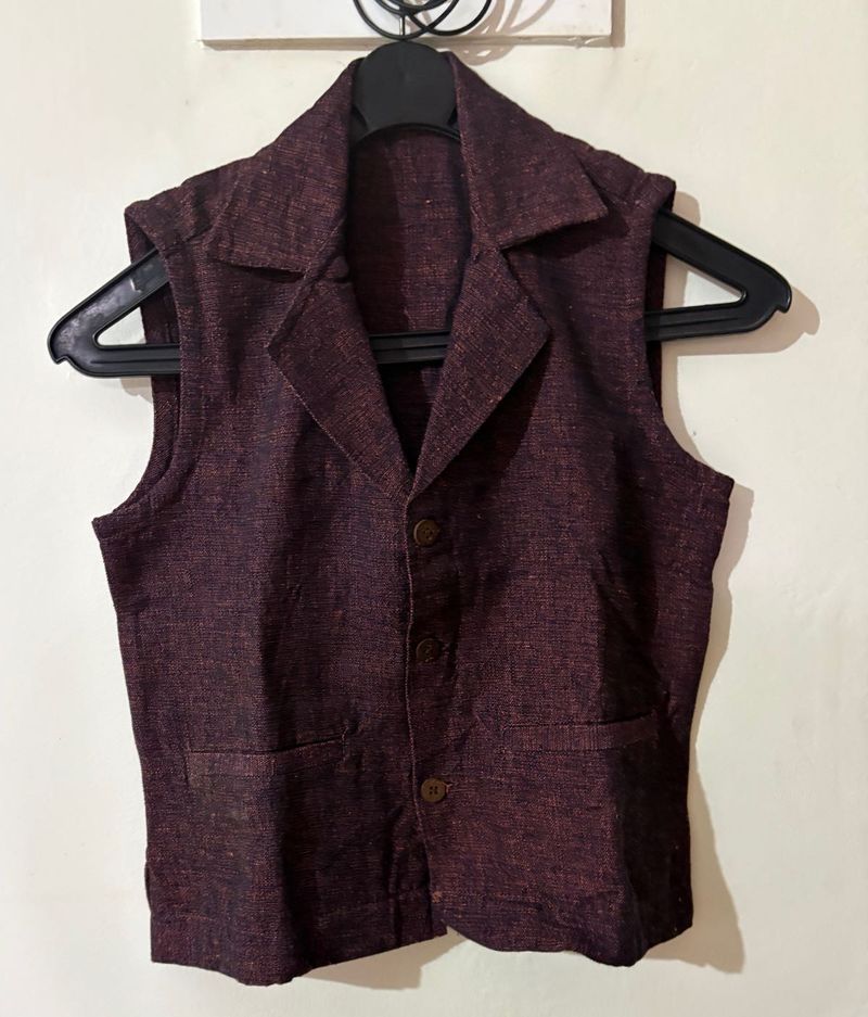 Burgundy Sleeveless Waistcoat
