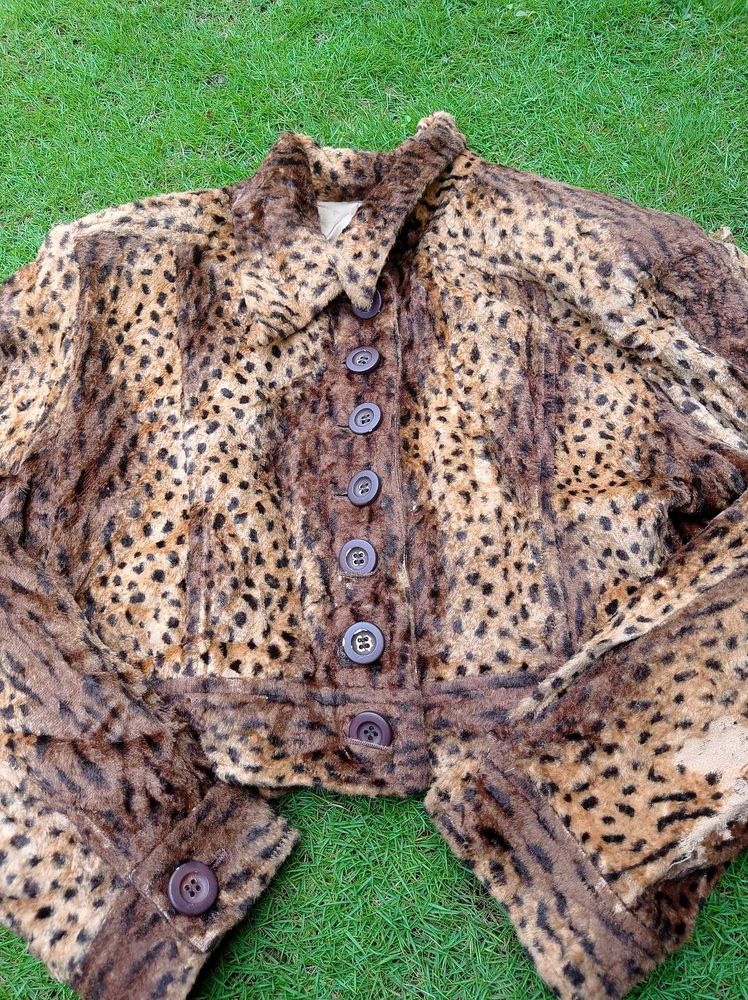 Leopard Print Faux Fur Jacket