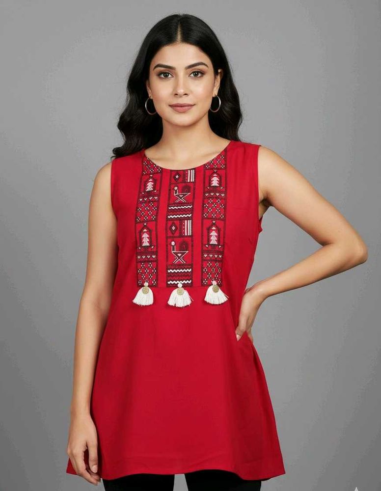 Casual Red Tunic Top
