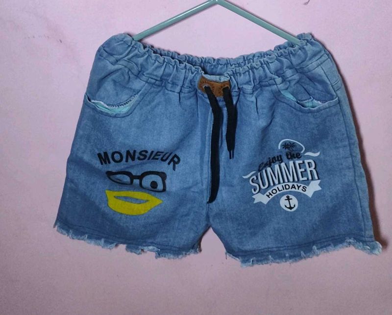 Fun Graphic Denim Shorts