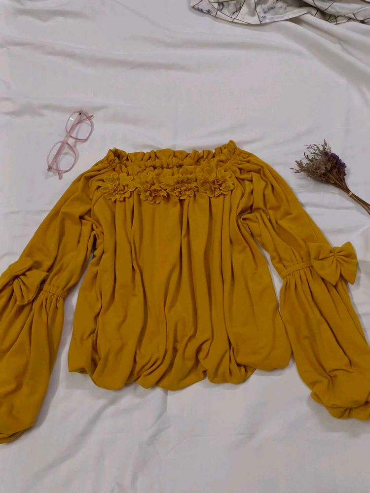 Mustard/Yellow Off Shoulder Top