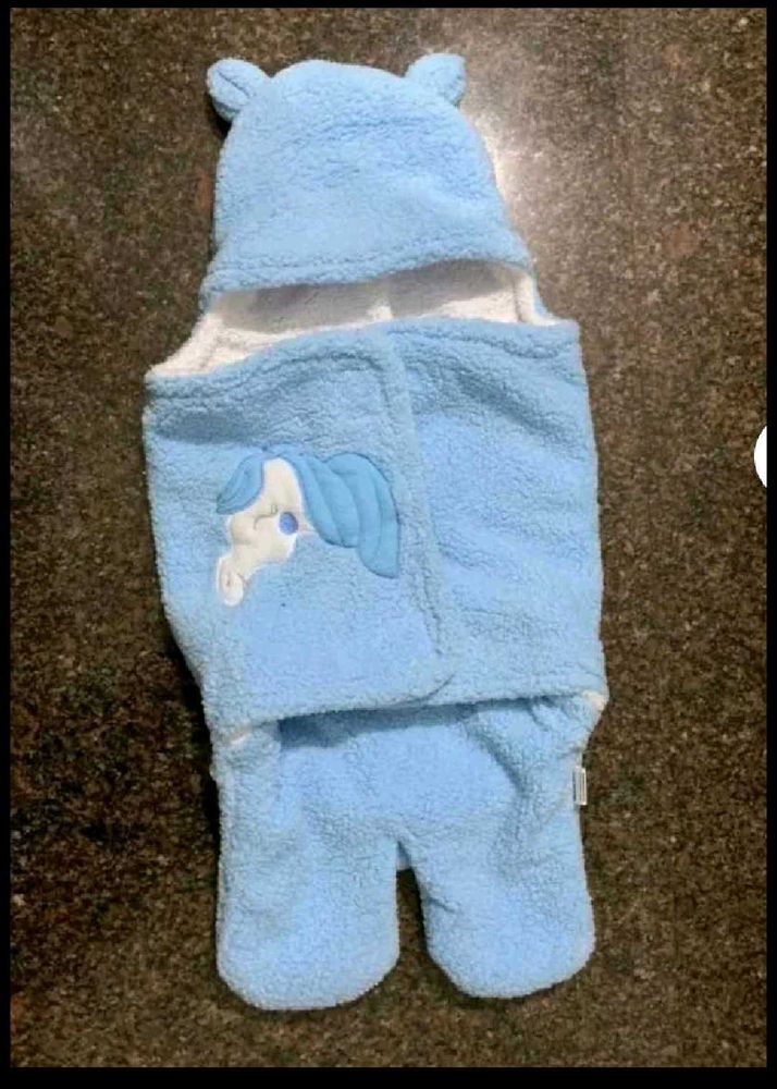 Blue Baby swadle with Hood