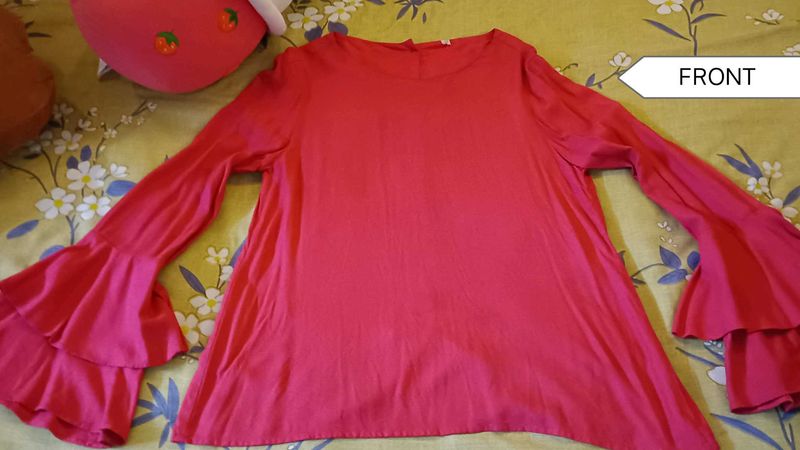 Rose Pink Bell Sleeve Top