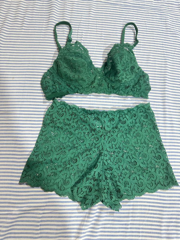 Green Lace Lingerie Set