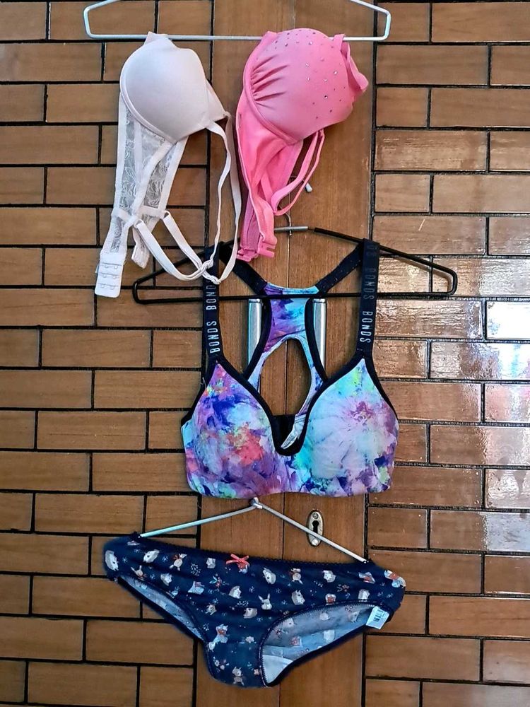 Combo Of Four Imported Fabric Bra N Panty