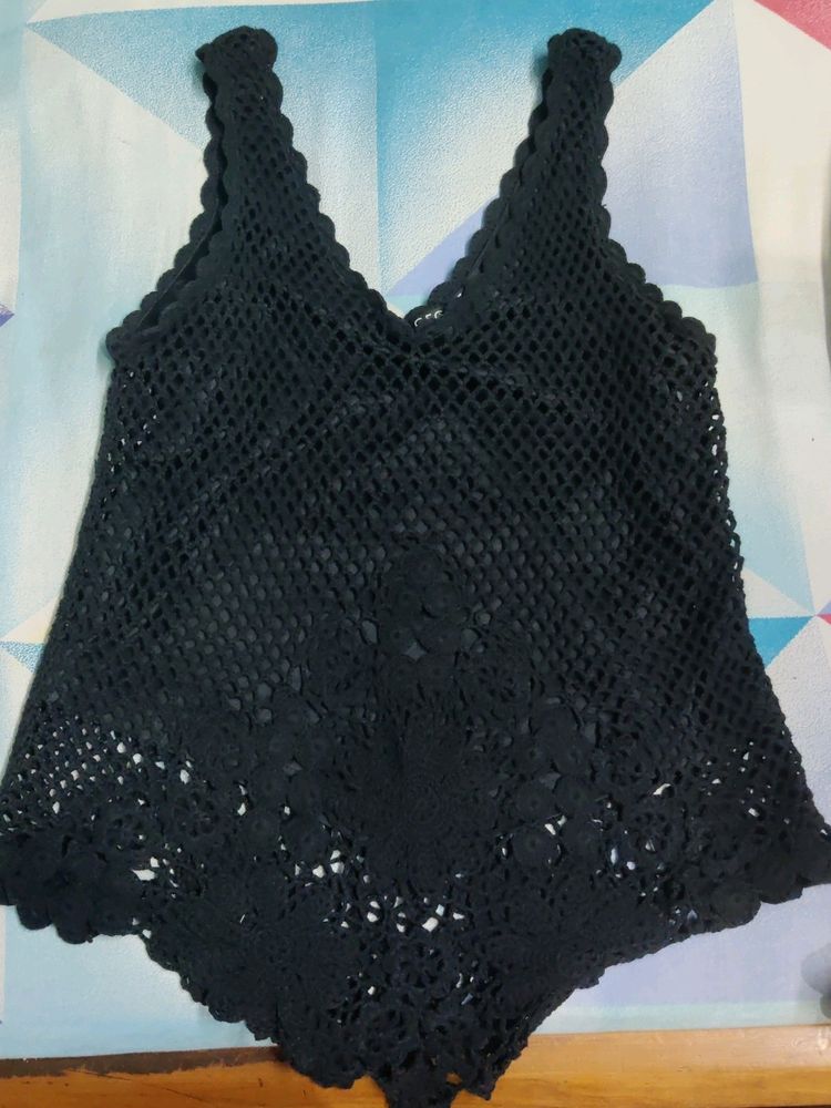 Black Crochet Top