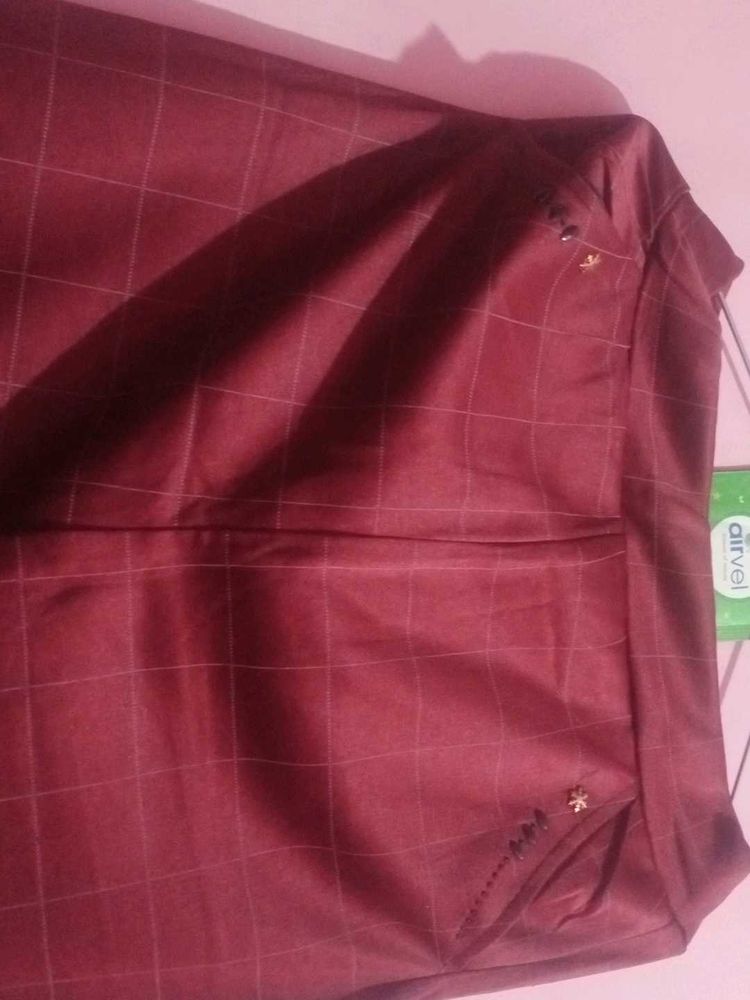 Burgundy Plaid Trousers
