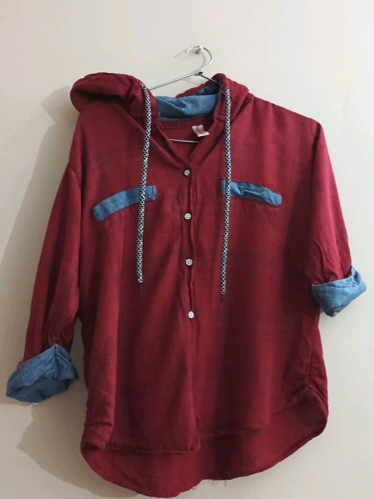 Maroon Hoodie Shirt