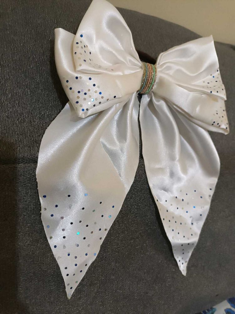 White Sequin Hair Bow