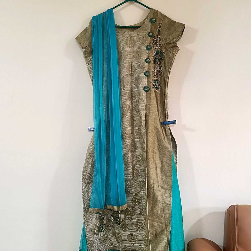 Golden and Green lehenga kurta