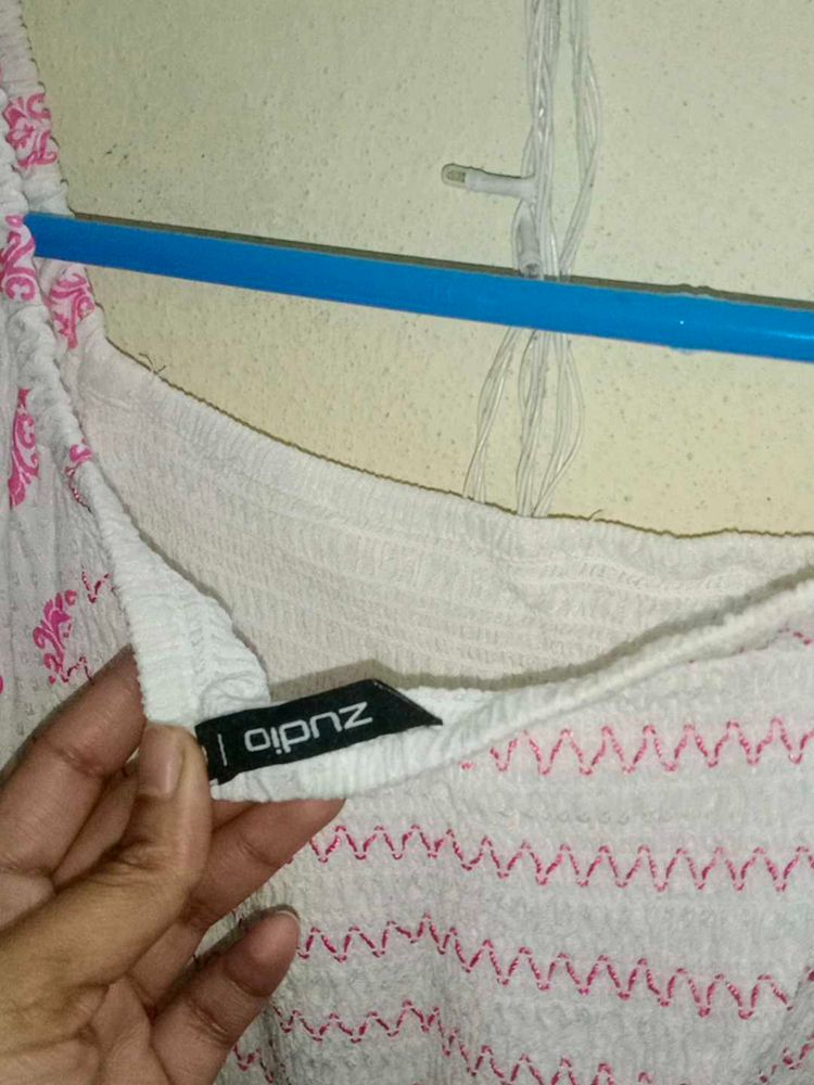 Zudio White &amp; Pink Top