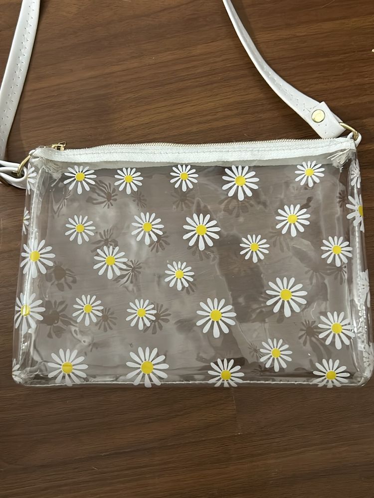 Transparent Flower Printed Sling Bag