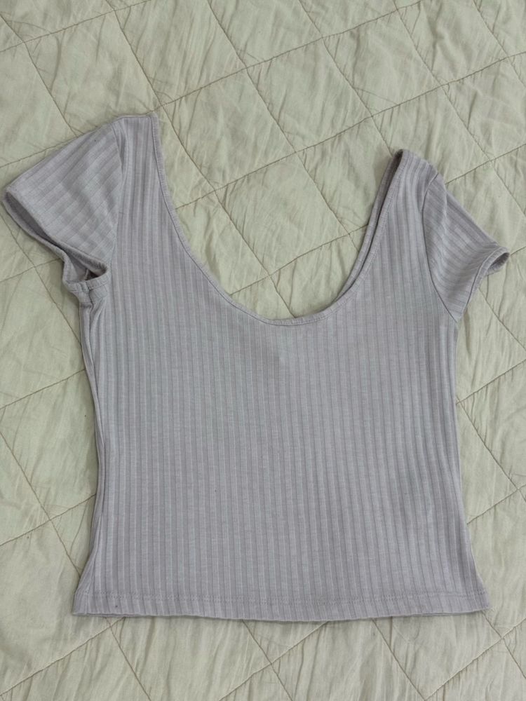 Ribbed Scoop Neck Top