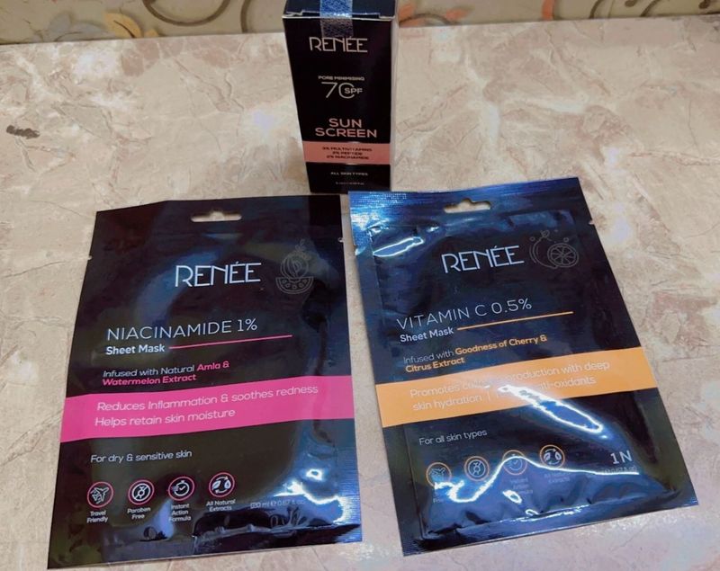 Renee Sheet Mask Combo Free Sunscreen