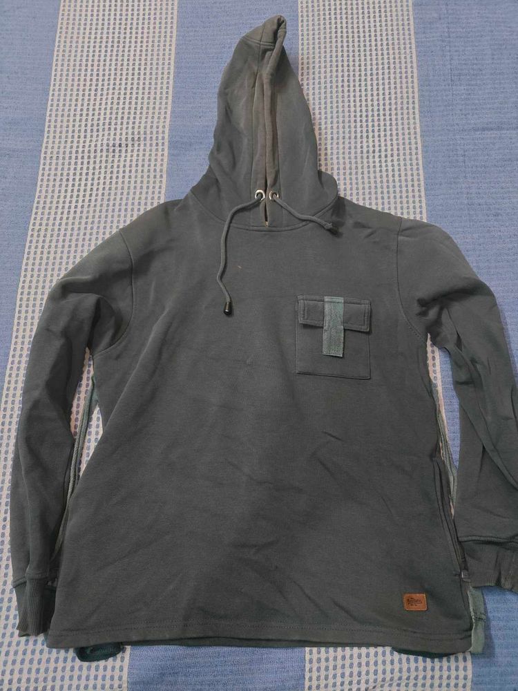 Grey Hoodie with Pocket Detail