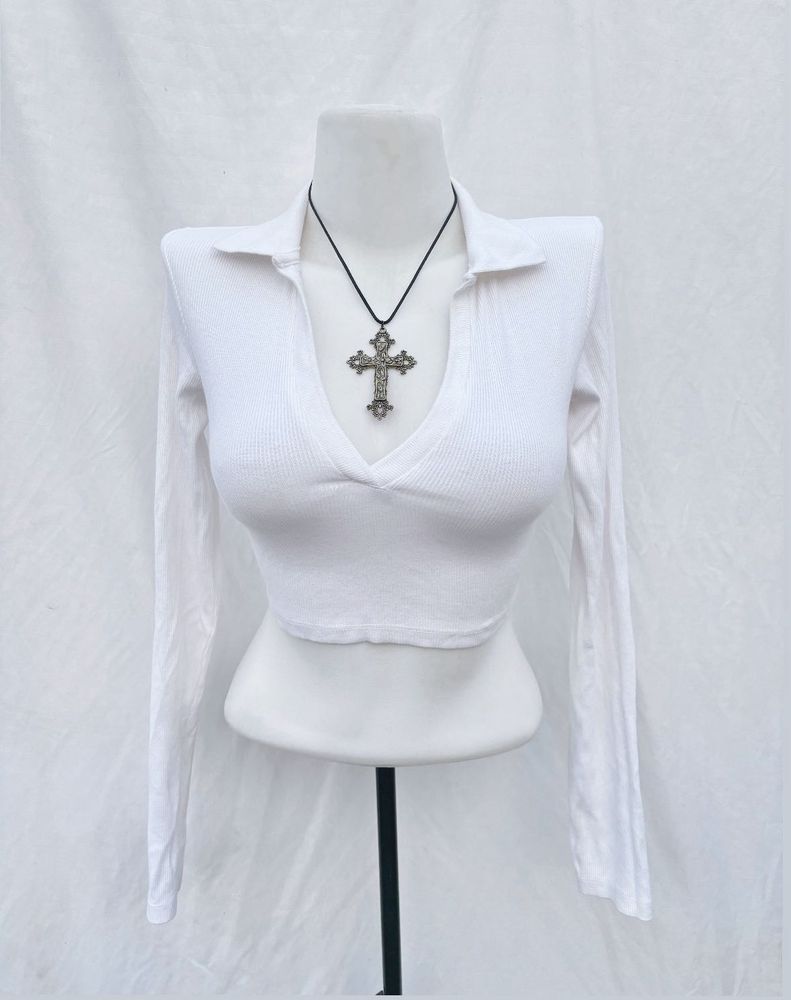 White Ribbed Crop Top