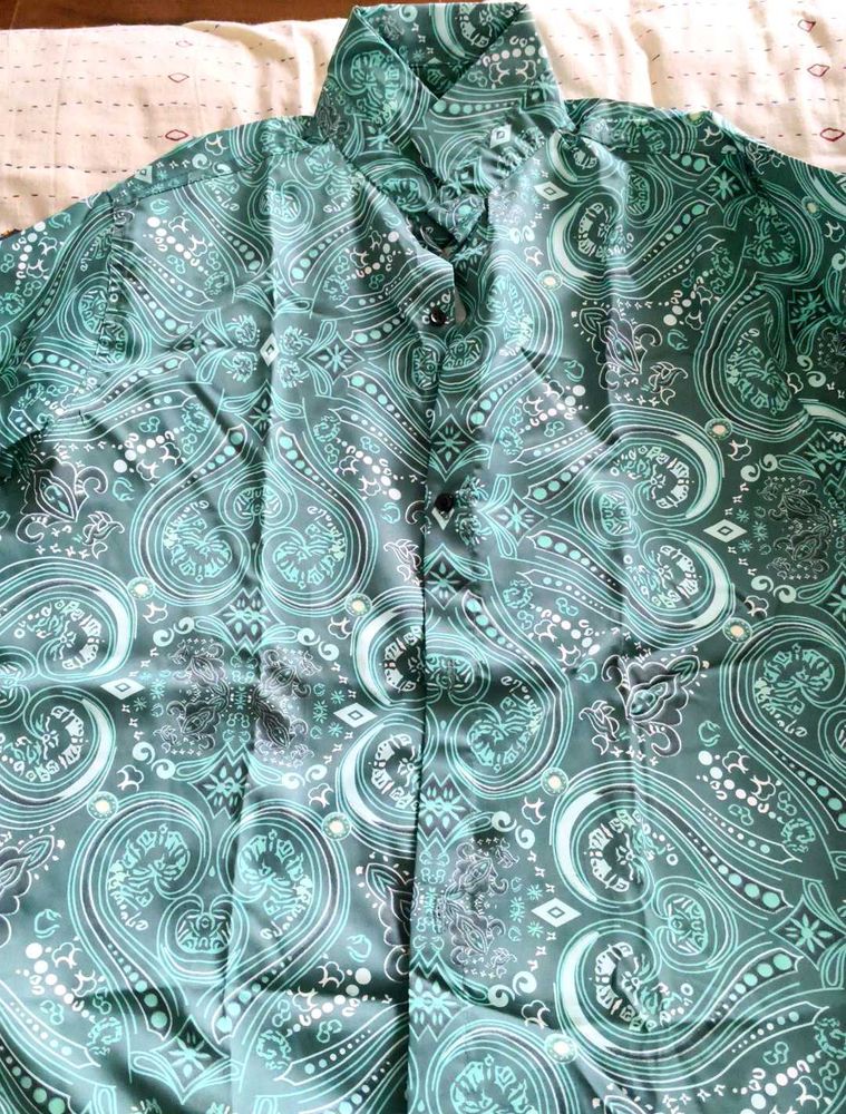 Green Paisley Button-Down Shirt