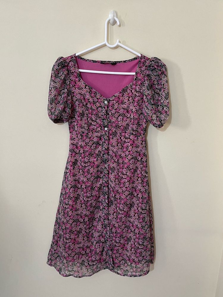 Floral Front Buttoned Dress