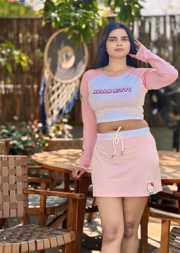 Hello Kitty Crop Top &amp; Skirt Set