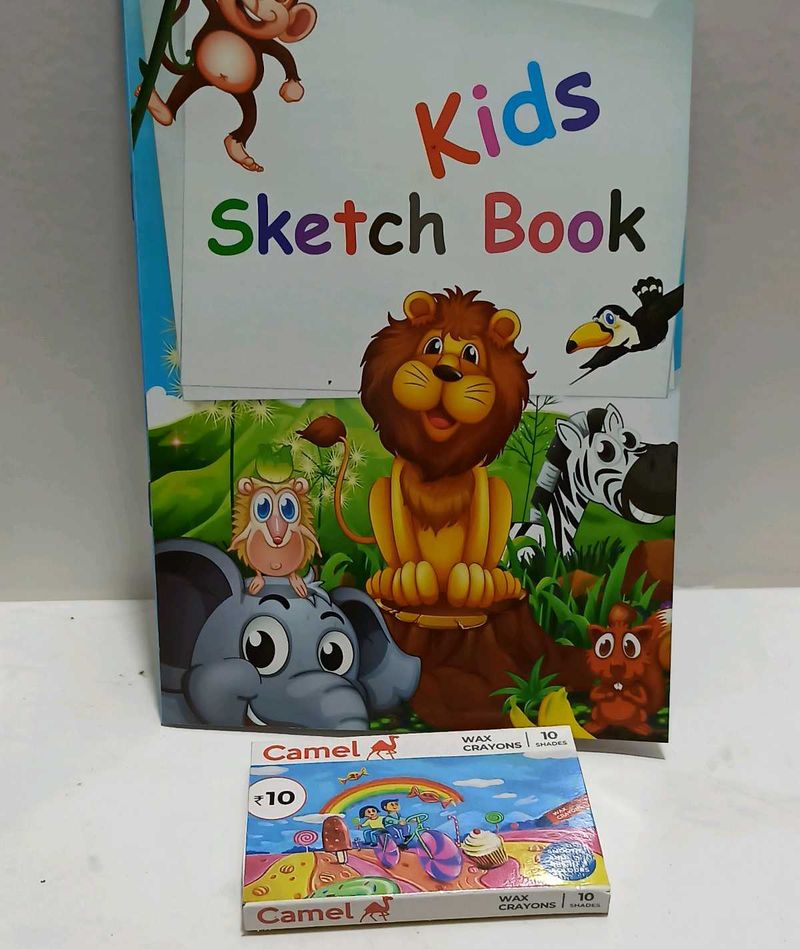 Kids Sketch Book &amp; Crayons Bundle Of 5 Set