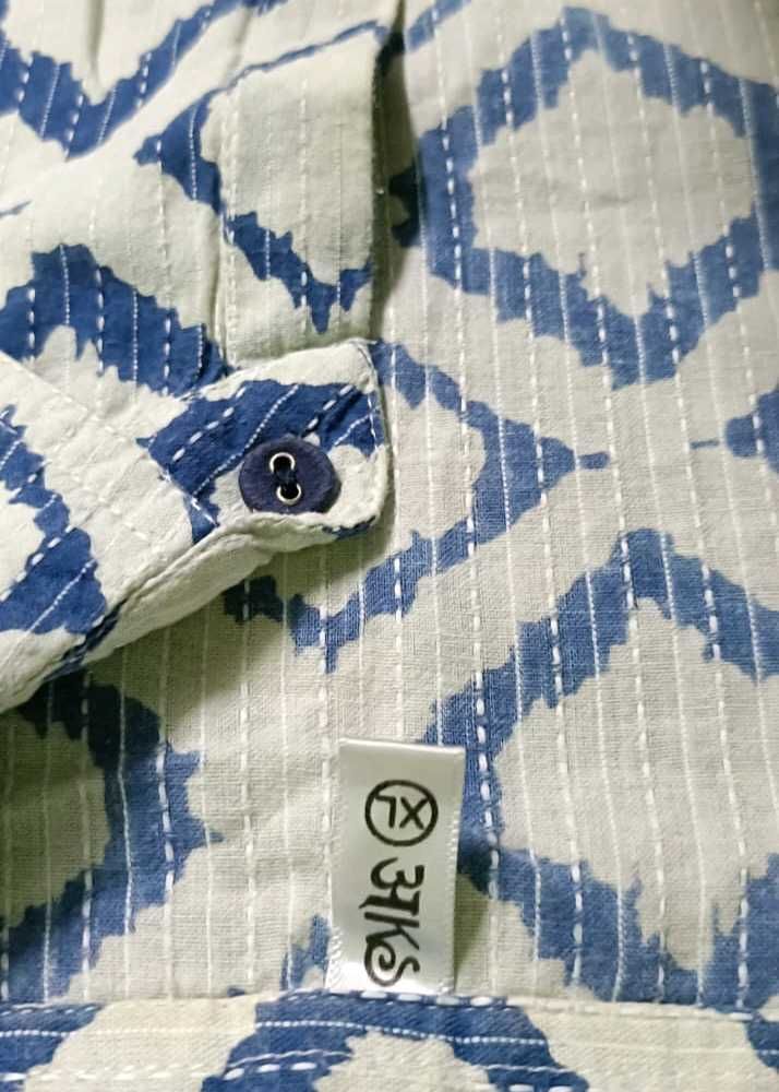 Aks brand ikat print cotton kurta-style shirt dres