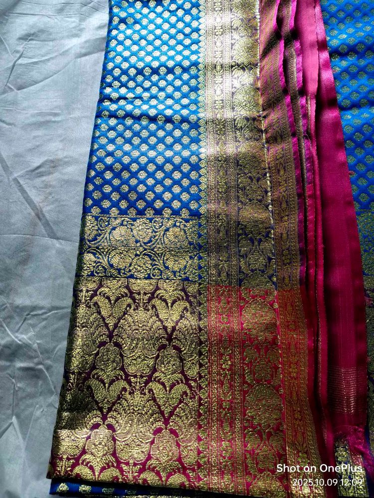 Elegant Blue &amp; pink Benarasi Saree